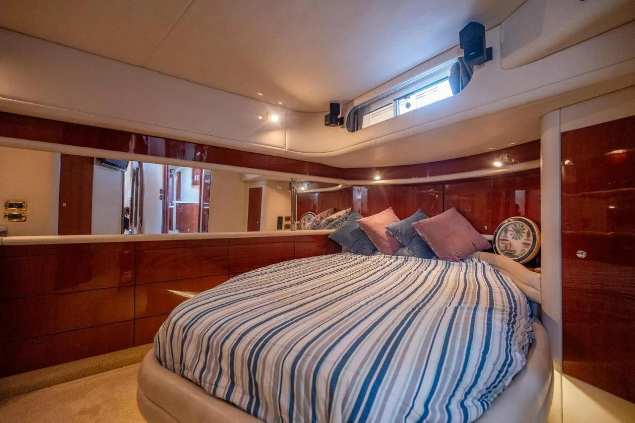Private cabin below deck with a double bed